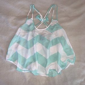 teal and white strappy tank top